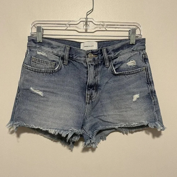 Current/Elliott The‎ Boyfriend Denim Cutoff Shorts in 2 Year Destroy Rigid 24 - Picture 2 of 8